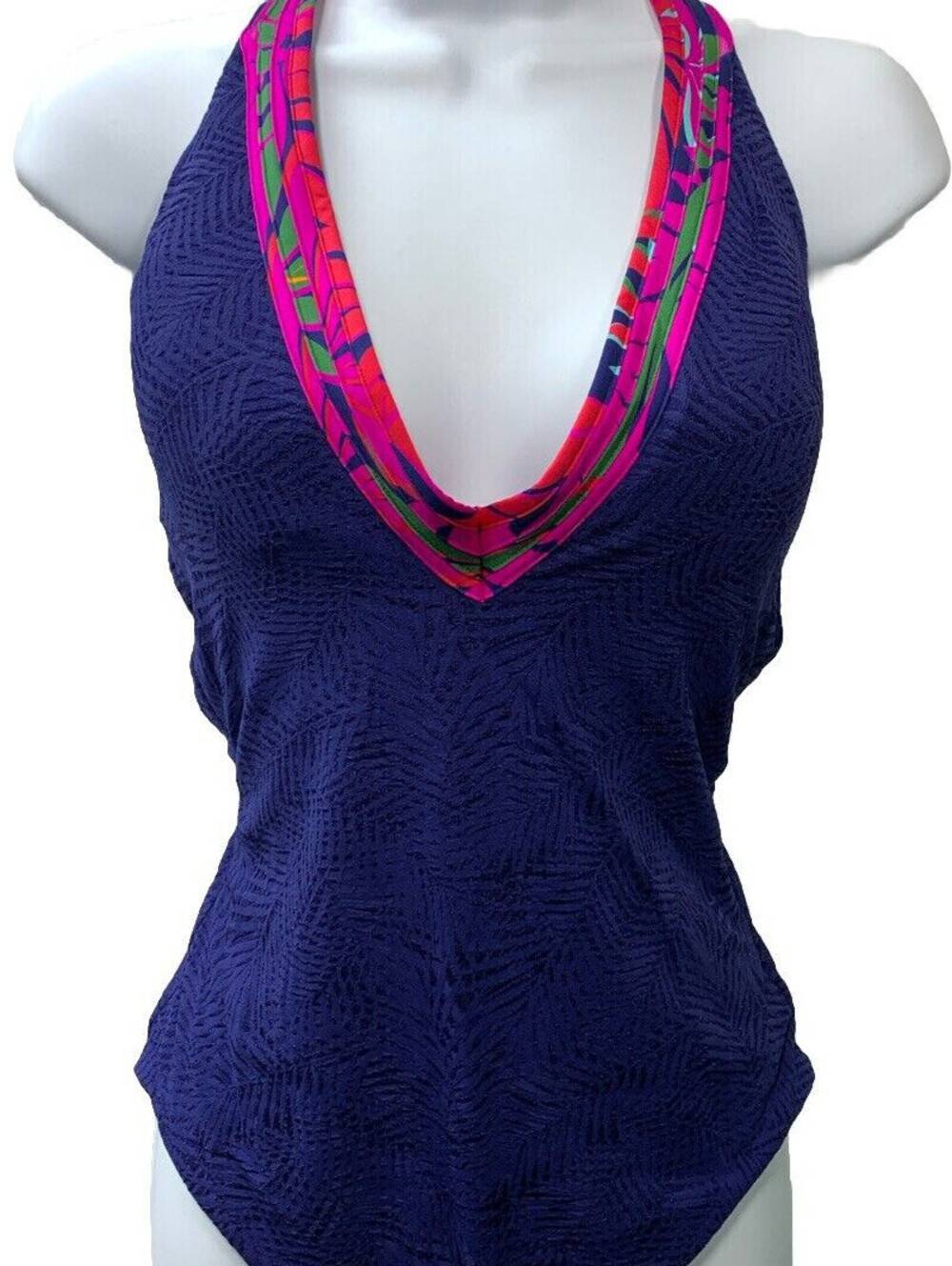 Trina Turk Women's Standard Daintree One Piece Swimsuit, Plunge Neck Size 12